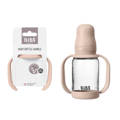 BIBS Griff Babyflasche - Griff für Babyflaschen - Kompatibel mit allen BIBS Baby Flaschen – Rutschfest & Ergonomisch - BPA-Frei - Ab 6 Monaten – Spülmaschinenfest - Blush