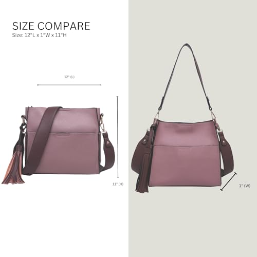 Lyla Bucket Bags 2-in-1 Trendy Vegan Leather Hobo Crossbody Handbags Shoulder Purses for Women3