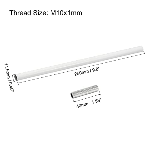 Image of MECCANIXITY Threaded Extension Rod, 9.8 inch Lamp Pipe with Connector Light Fixture Parts for Pendant Light Island Lighting Chandeliers Stems, White 2 Set