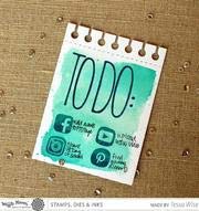 Waffle Flower Social Icons Stamp Set - Made In Usa 2" X 3" Set Of 11 Stamps. Approximate Stamp Size: Arrow: 3/8" X 1-7/8" Facebook Icon: 1/2" X 1/2" @: 3/8" X 3/8" #TOP1