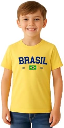 Camiseta Infantil com Bandeira Brasileira Brasil, T-Shirt Algodão...