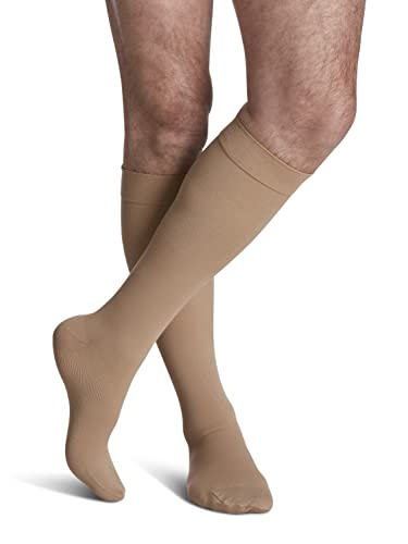 Image of SIGVARIS Men's Essential Cotton 230 Closed Toe Calf-High Socks 30-40mmHg