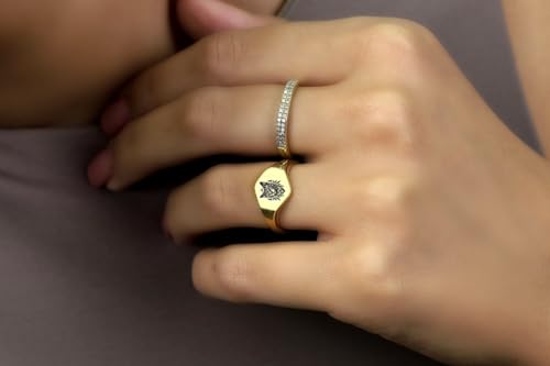 Bague chat hexagonale style vintage pour votre style quotidien