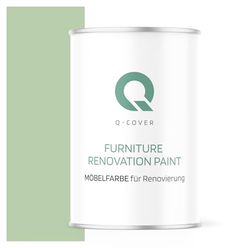 Q-COVER Vernice per mobili semi-opaca, colore: Verde bianco RAL 6019, 1 L, colore legno per interni | coprente, a base d’acqua, antigraffio, per cucine, armadi, tavoli, giardino