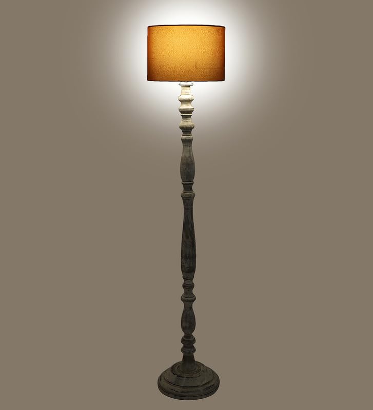 Image of tu casa Mango Wooden Floor Lamps with Black Shade for Home Decor, Bedrooms Corner, Living Room, Gifting, Diwali Decoration, Hall, Office, Study Room (Height: - 56 inch) - Bulb not Included