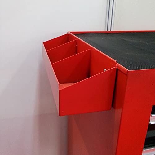 Bderkz 7 Schublade Schiebewerkzeugkiste Schwerlast Stahl Rollen Werkzeugkasten Wagen mit Rädern und Schließsystem, Perfekt Werkzeug-Organizer für Garagenlagerung, Rot – Bild 7