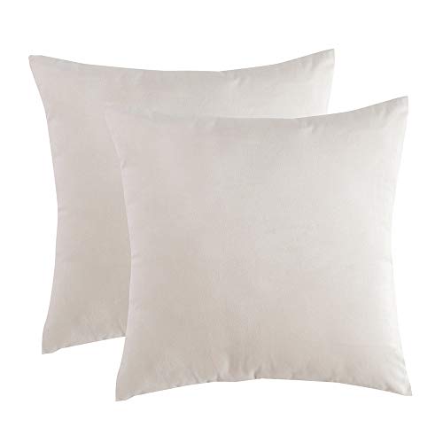 RainRoad Velvet Decorative Throw Pillow Covers Cushion Cover Pillow Case for Sofa Couch Bed Chair,Soft Square Cream Throw Pillows 18x18 Inch,Set of 2