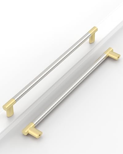 Gold & Nickel Knurled Cabinet Handles Kitchen Pulls 10 Inch 10 Pack