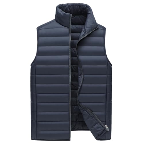 Chaleco Abrigador Chaqueta De Algodón For Hombre Chaleco Con Cuello Levantado Chaqueta Ajustada Cálida De Invierno Sin Mangas Cazadora Acolchada(Blue,Large)