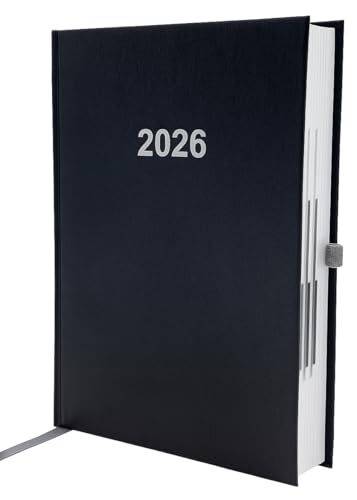 Buchkalender Chefplaner A5 1 Tag 1 Seite auch Sonntags 2026 Schwarz