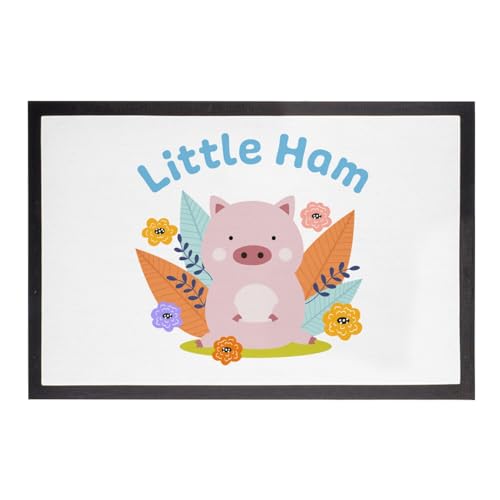 Paillasson blanc avec dessin de cochon mignon tapis d'entrée original 75x50cm