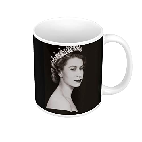 Fabulous Mug Céramique Queen Elisabeth II Jeune Portrait Ancien Reine d'Angleterre Noir et Blanc Vintage