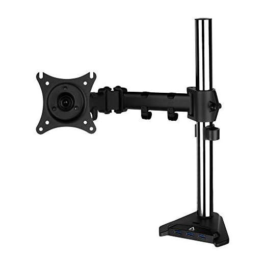 ARCTIC Z1 Pro (Gen 3) – skrivbordsfäste enkel skärm arm för upp till 86 cm/96,5 tum ultrabred, upp till 15 kg (33 lbs), USB-hubb, enkel justering av bildskärmsmontering – matt svart