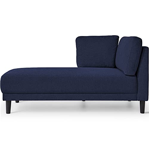 TARTOP 65\" Mid-Century Modern Fabric Corner Chair, Upholstered Indoor Chaise Lounge for Bedroom,Office,Small Living Room & Apartment,Blue - Thumbnail 4