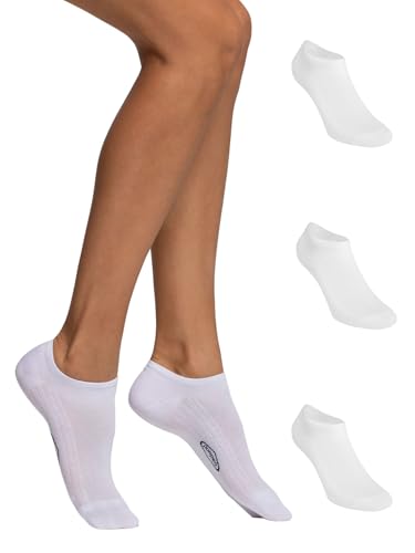 POMPEA Cotton Women's Ankle Socks (Pack of 3), White (White 0024), 39-42
