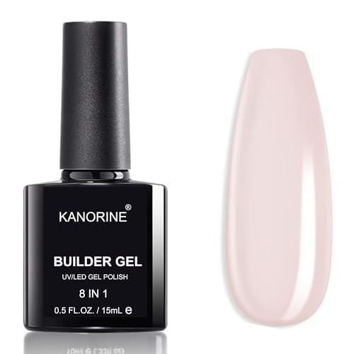 KANORINE Gel costruttore smalto gel per unghie, 8 in 1, copertura nude gel, costruttore di gel duro per rinforzare le unghie, base coat con strass, unghie finte, colla gel in un flacone da 15 ml