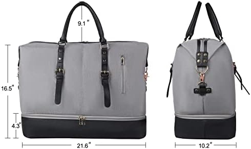Weekender bags for women with shoe compartment overnight travel bag carry on, tote hospital for labor and delivery personal item travel womens duffel bag for airplanes large over night( Gray+Black) 4 Weekender bags for women with shoe compartment overnight travel bag carry on, tote hospital for labor and delivery personal item travel womens duffel bag for airplanes large over night( Gray+Black)