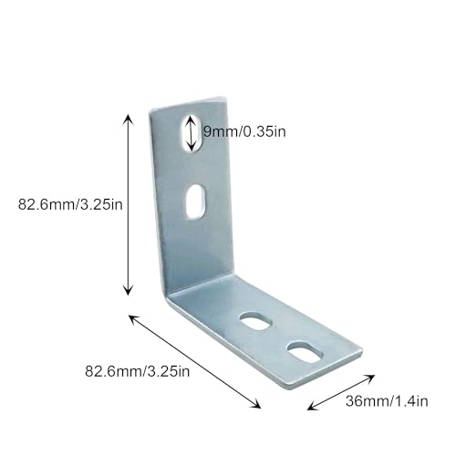 JCBIZ 2PCS Aluminum Alloy 90 Degree Angle Bracket Slotted Corner Brace Heavy Duty Mending Plate Flat Straight Metal Steel Repair Fixing Bracket Connector for Post Beam Connectors