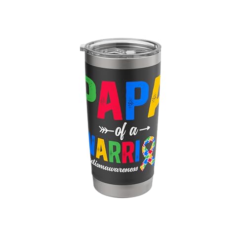 Proud Autism Papa Autism Warrior Papa Autism Awareness Stainless Steel Insulated Tumbler