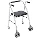 SEVEEZ Lightweight Walking Frame with Wheels, Foldable Mobility Walker with Padded Seat, Back Support, Height Adjustable Mobility Aid (Color : with 4 Wheels)