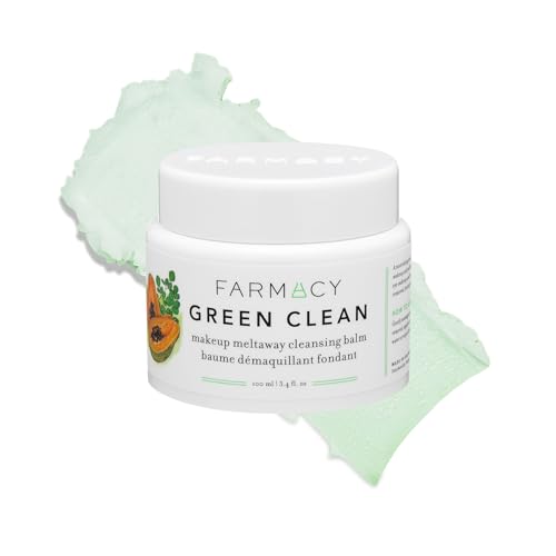 Farmacy Makeup Remover Cleansing Balm - Green Clean Waterproof Makeup Remover Balm + Oil Cleanser for Face - Gently Melts Make Up + SPF - Hydrates + Softens Skin with Super Greens + Papaya (100ml)