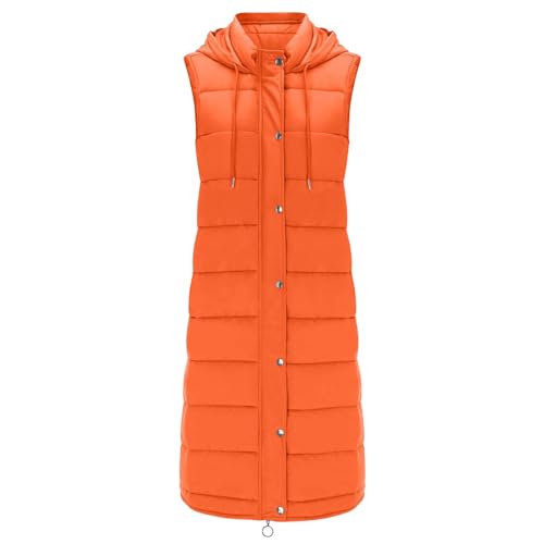 Chanpning Weste Damen Lang Winter Plus Size Long-Steppweste Lässige Pufferjacke Oversize Steppweste Übergangsweste Winterjacke Daunen Große Größen Daunenjacke Übergangsjacke Übergangsweste