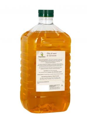 BONGIOVANNI FARINE E BONTA' NATURALI Olio di Girasole Crudo spremuto a Freddo 5 Litri Ideale per Dolci e Fritture