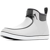Furuian Deck Boots for Men Waterproof Rain Boots Durable Rubber Boots Comfortable Fishing Loafers Slip On Moc Toe Shoes Non Slip Boat Shoes for Fishing, Gardening, Daily, Working, Sailing, Grey 10