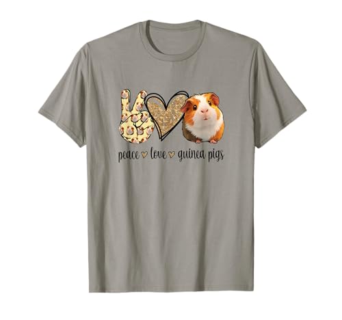 Funny Womens Girls Cute Peace Love Guinea Pig Lover T-Shirt