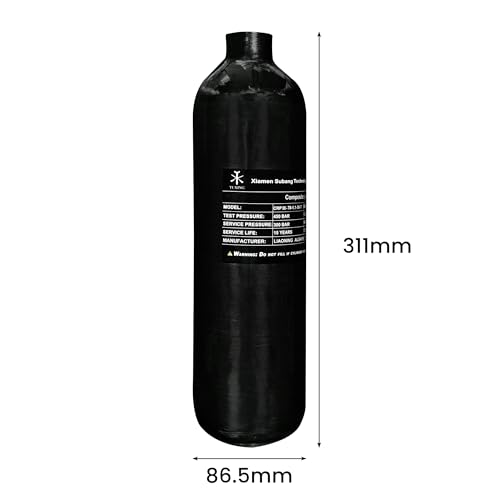 TUXING 4500Psi Carbon Fiber Air Tank 1.1L 67Cu in 1100cc Pcp HPA Bottle, Gas Cylinder, Sacuba Tank, Paintball Hunting for PCP Air Rifle Gun Daystate and FX Thread M18 * 1.5 - Image 9
