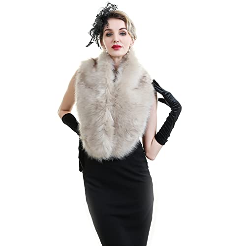 Faux Fur Shawl for Women Party Fake Fur Collar Scarf Bridal Wedding Wrap Fluffy Shrug Stole Evening Winter Coat2