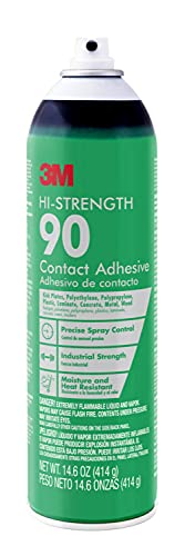 3M Hi-Strength Spray Adhesive 90, 14.6 oz., Industrial Strenght Spray Glue, Dries Clear, Use on Rubber, Glass, Metal, Wood, Foam, Plastic, Cardboard, Fiberglass Insulation, Drywall, and More (90-DSC)