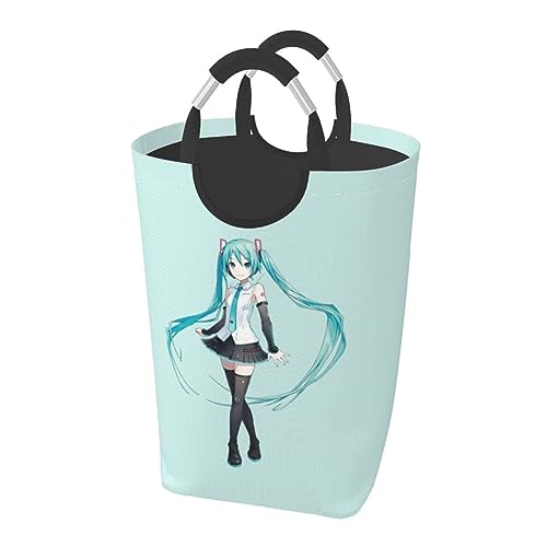 初音ミクHatsune Miku ランドリーバスケット ランドリーバッグ ランドリー収納 折り畳み 大容量 防水 取っ手付き 収納バスケット 衣類収納バッグ 省スペース 蓋なしかご