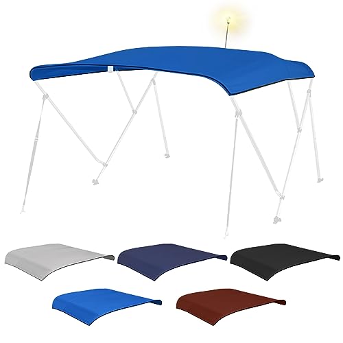 Fuprosico Bimini Top Replacement Canvas with Light Hole for Boat, 3 Bow 6L 54-60W Bimini Top Cover with Storage Boot, 900D Heavy Duty Waterproof Marine Polyester, Without Frame, Blue by Fuprosico - Used condition - US$39.14