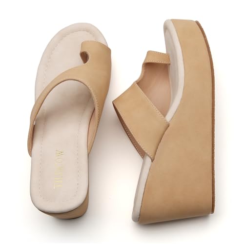Image of Tilocow Wedge Bunion Sandals for Women Platform Slipper High Heel Wedge Flip-Flop Light Weight Ladies Shoes