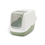 bac litiere pour Chat   Nestor Botanical Green   Maison Toilette   façade Rabattable   Porte battante   Filtre Charbon   56 x 39 x 38,5 cm