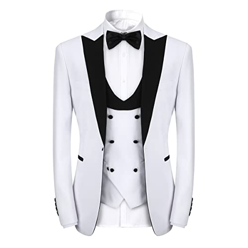 YFFUSHI Men's 3 Piece Suit Slim Fit One Button Prom Suits Set Blazer Vest Trousers3