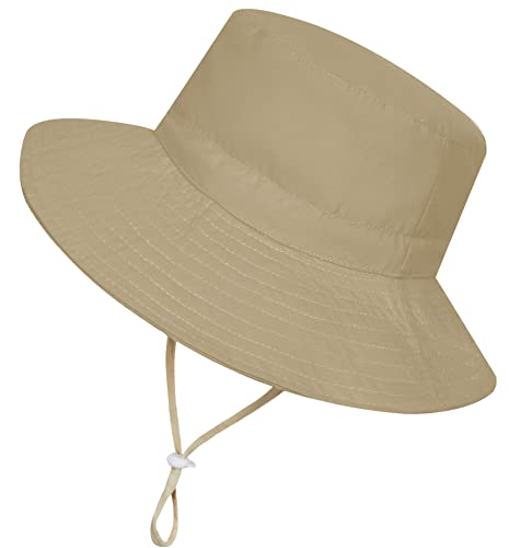 Image of Baby Sun Hat UPF 50+ Sun Protective Toddler Bucket Hat Summer Kids Beach Hats Wide Brim Outdoor Play Hat for Boys Girls