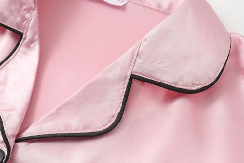 Satin Summer Pajamas for Big Girls Unisex Kids Silk Button Down Short Sleeve & Shorts PJS Size 8-163