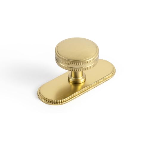 Goo-Ki Champagne Bronze Drawer Knobs with Backplate Zinc Alloy Kitchen Hardware - 6 Pack Single Hole/Screw Bar Cabinet Pulls Handles with Spacer