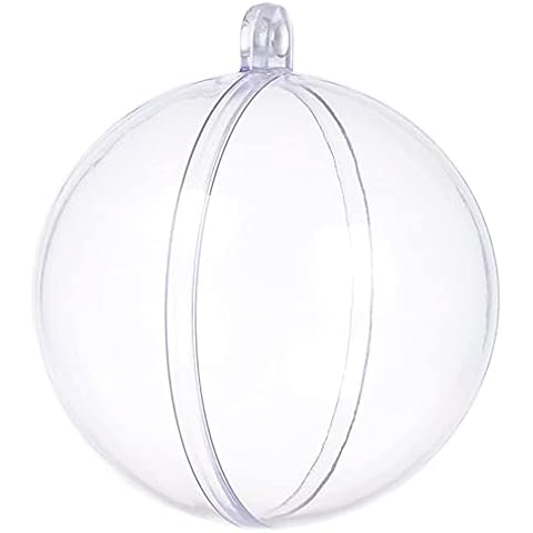 VAGHVEO Transparente Kunststoff Ornament Kugeln, 20 Stücke 8 cm Klar DIY Befüllbare Acryl Bastel Ball Sets Cover