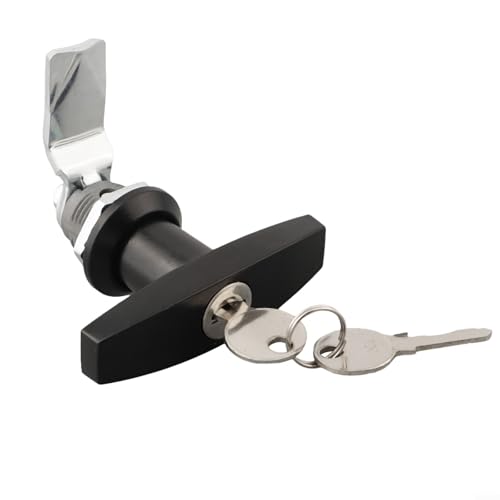 AugustknowU Door Knob Push Pull Door Knob Rv Trailer T Handle Turning Tongue Lock Zinc Alloy Electric Box Cabinet Lock T Handle Tool Box Lock Black