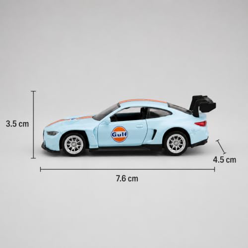 Image of Wizplex CCA BMW M4 GT3 Gulf 1:64 Officially Licensed Premium Die Cast Metal Car in Acrylic Display Case - Openable Doors, Collectible GT Race Car Showpiece for Collectors & Kids 3+