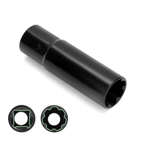 Glorider 7 Spline Lug Nuts Key Socket 1/2 Inch Drive Impact Square Tool - Quickly Remove M14x1.5 M14x2.0 and 9/16 Wheel Lug Nuts | 1 Pc (Black)