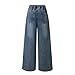 Nivne Tco Tween Girls Wide Leg Jeans, Zipper Washed Asymmetrical Waist Vintage Baggy Denim Pants with Five Pockets (US, Age, 9 Years, Blue)