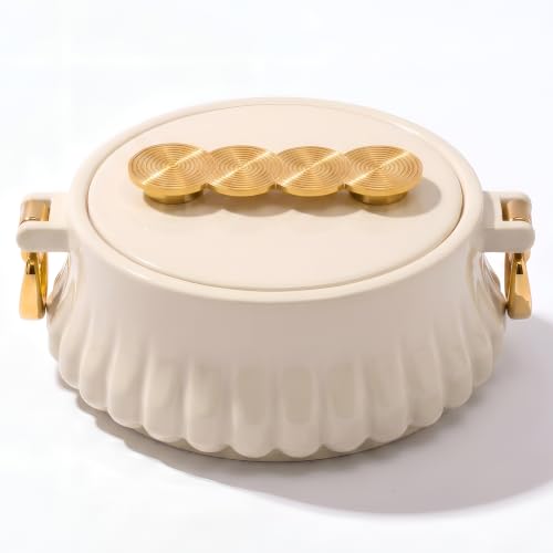 Image of SELVEL Bello Insulated Casserole 1700ml for Roti & Chapati, Stainless Steel Inner Hot Case, BPA Free Hot Pot, Keeps Food Hot & Fresh (Cloud Cream, 1700 ml)