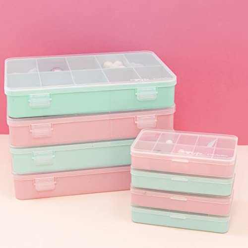 Image of Craftelier - Organizing Box with 10 Compartments for Scrapbooking and Craft Materials | Dimensions 26.5 x 17.8 x 4.2 cm (10.4 inch x 7 inch x 1.65 inch) - Turquoise and Transparent Color