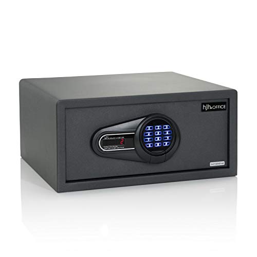 hjh OFFICE Tresor SAFE COMPACT I Staal Zwart 25,5 L Meubelkluis elektronica cijferslot dubbele bouten 20x42x37cm, 830038