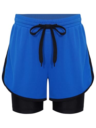 Kids Boys Running Shorts with Liner Girls 2 in 1 Quick Dry Workout Athletic Shorts Running Gym Shorts