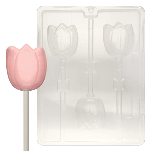 Cybrtrayd Tulip Lolly Chocolate Candy Mold with Exclusive Cybrtrayd Copyrighted Chocolate Molding Instructions